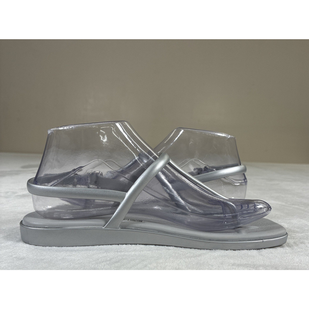 Crocs Miami T Strap Womens Sandals Size W6 Silver Thong Slingback Flat Charity - Picture 5 of 14